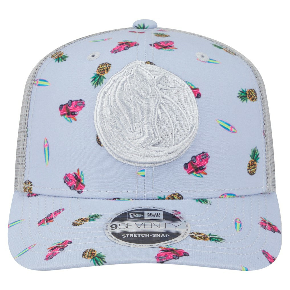 Dallas Mavericks Adventure Aloha Pattern 9SEVENTY Stretch-Snap Hat sale - Light Blue/Gray | New Era on sale