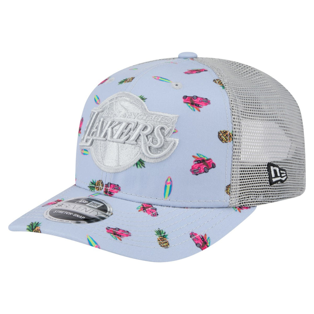 Los Angeles Lakers Adventure Aloha Pattern 9SEVENTY Stretch-Snap Hat - Light Blue/Gray | New Era online