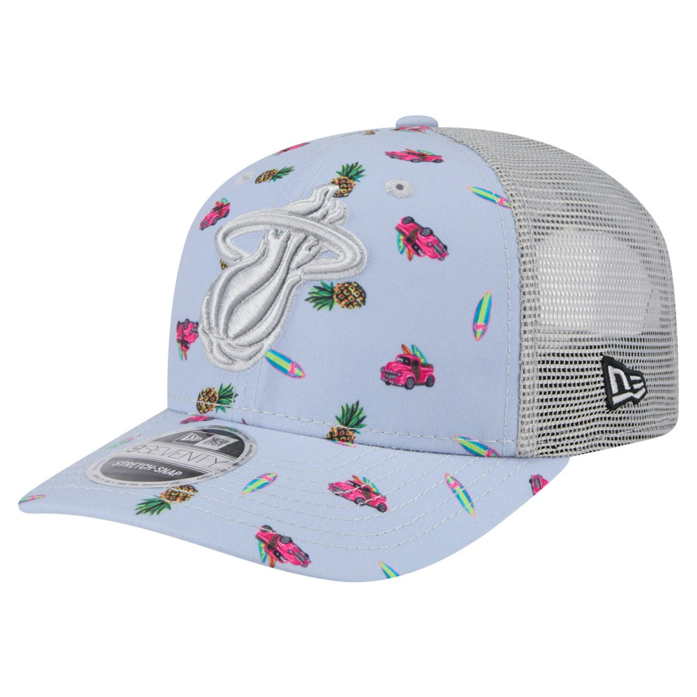 Miami Heat Adventure Aloha Pattern 9SEVENTY Stretch-Snap Hat - Light Blue/Gray | New Era outlet