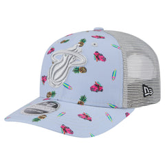Miami Heat Adventure Aloha Pattern 9SEVENTY Stretch-Snap Hat - Light Blue/Gray | New Era outlet
