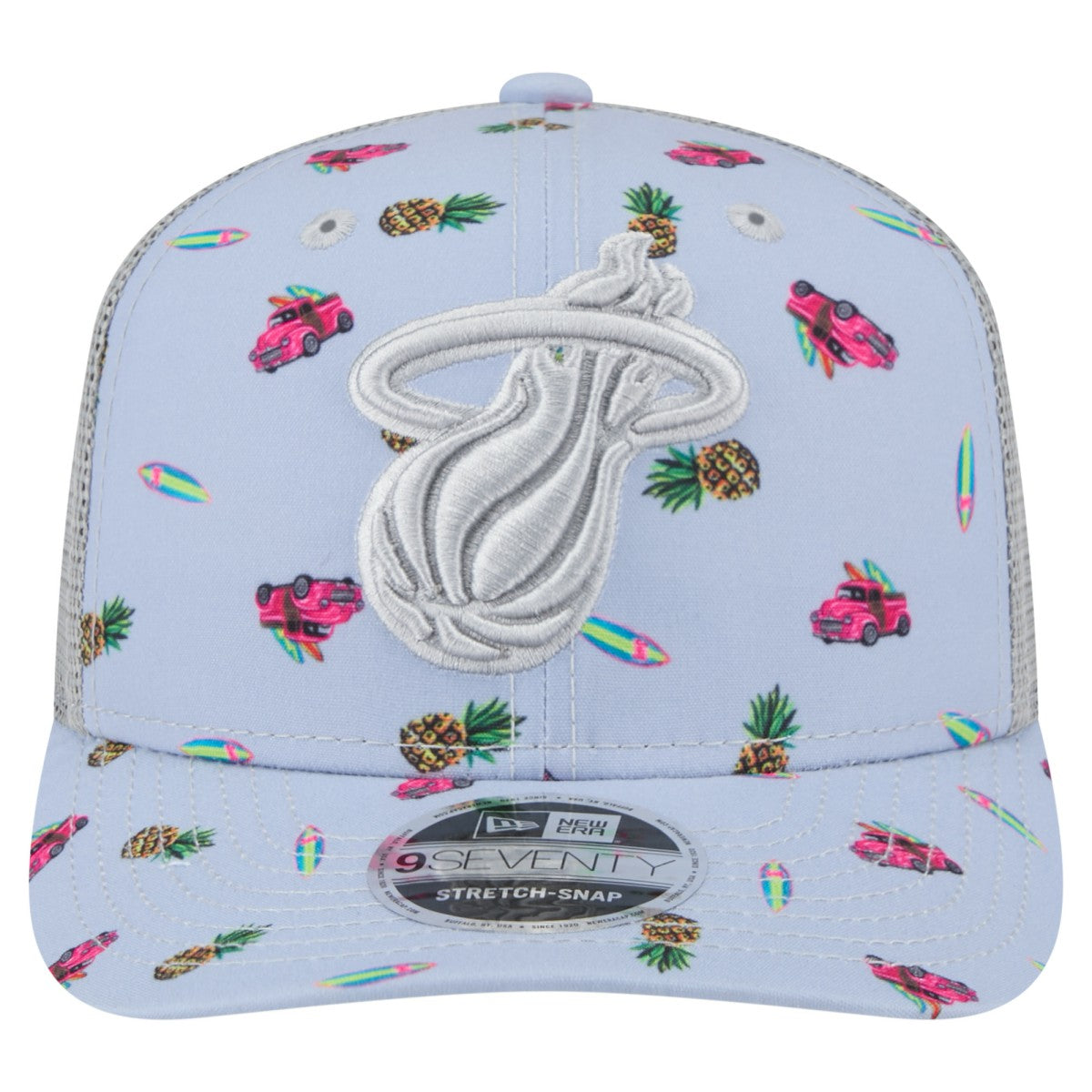 Miami Heat Adventure Aloha Pattern 9SEVENTY Stretch-Snap Hat - Light Blue/Gray | New Era outlet