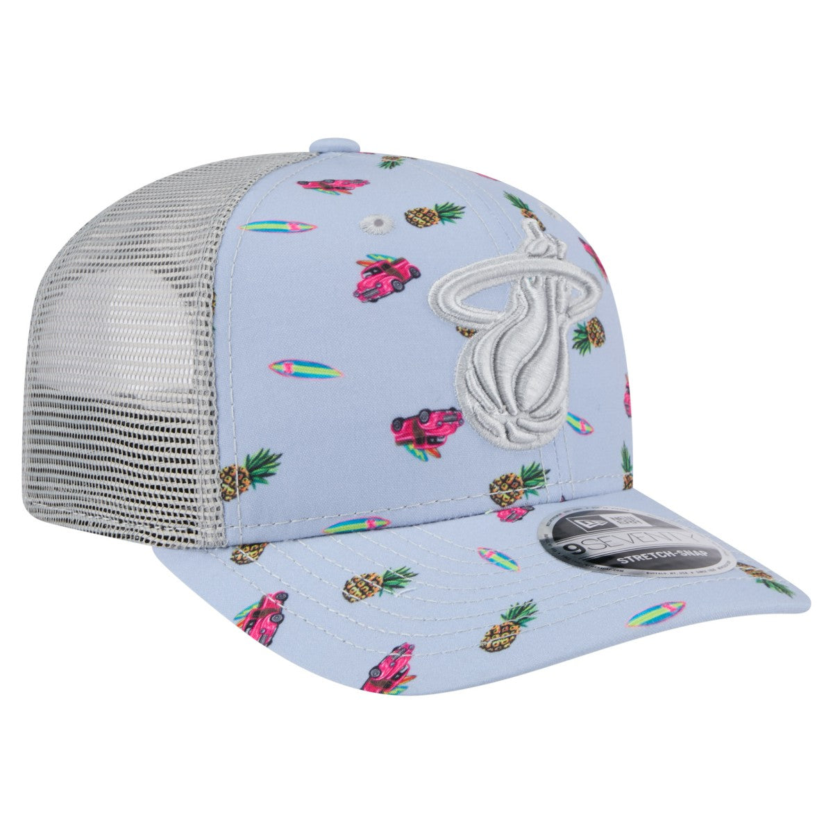 Miami Heat Adventure Aloha Pattern 9SEVENTY Stretch-Snap Hat - Light Blue/Gray | New Era outlet