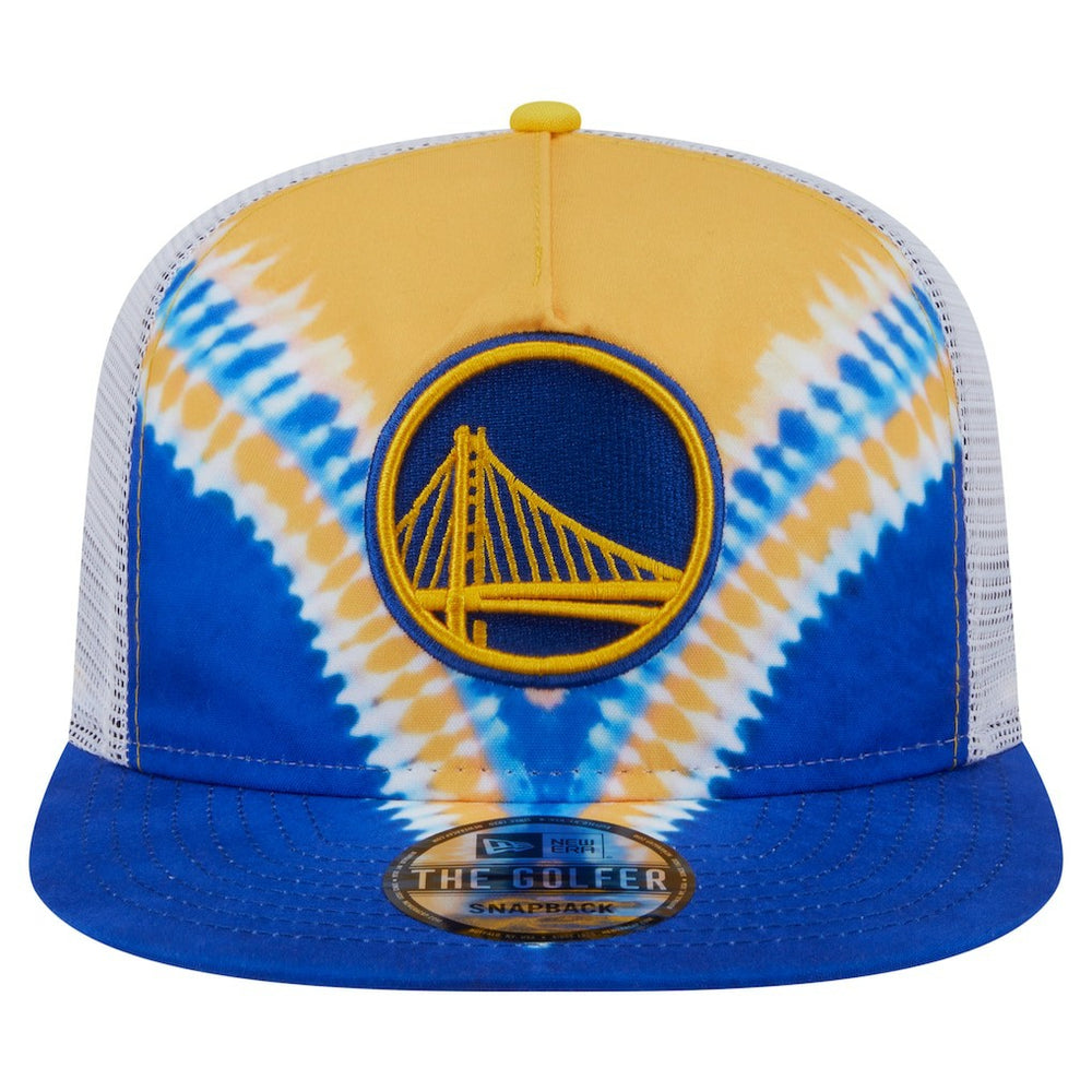 Golden State Warriors Throwback Dye Golfer Snapback Hat sale - Royal/Gold | New Era for sale