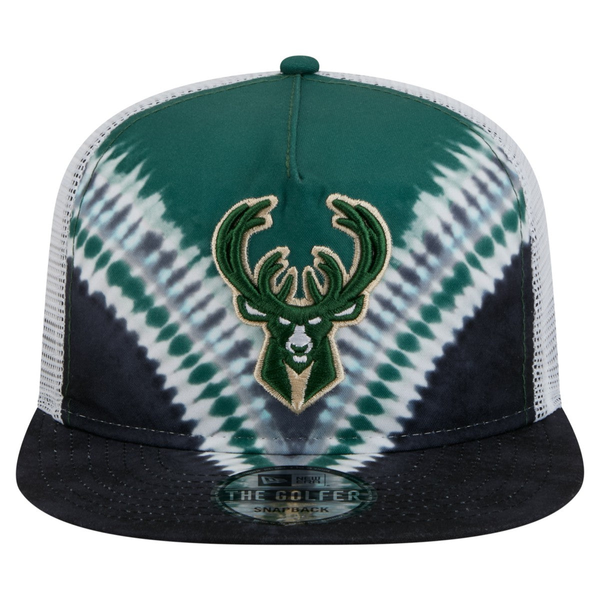 Milwaukee Bucks Throwback Dye Golfer Snapback Hat - Black/Hunter Green | New Era shop