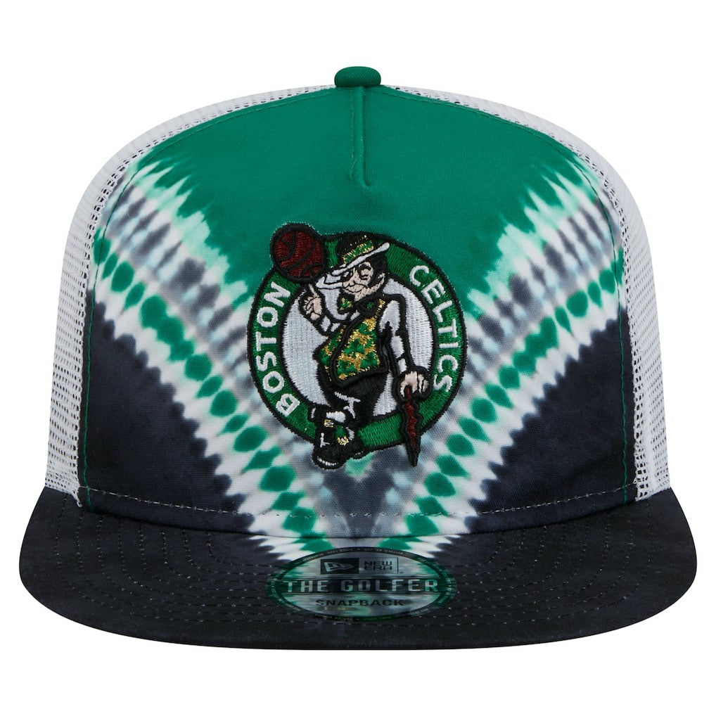 Boston Celtics Throwback Dye Golfer Snapback Hat - Black/Kelly Green | New Era outlet