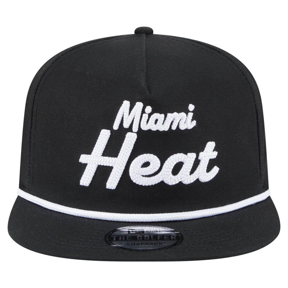 Miami Heat Team Text Golfer Snapback Hat - Black | New Era discount