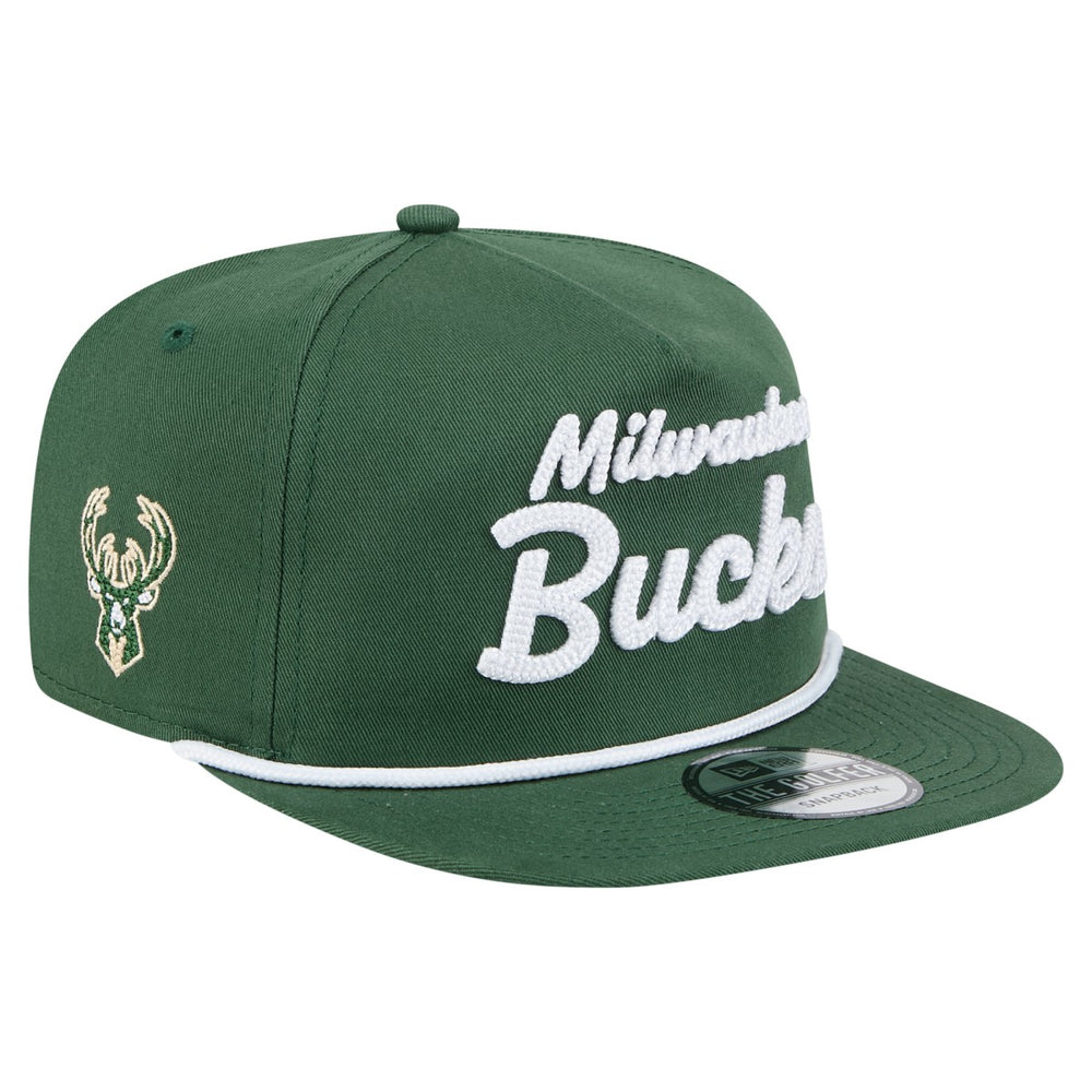 Milwaukee Bucks Team Text Golfer Snapback Hat - Hunter Green | New Era on sale