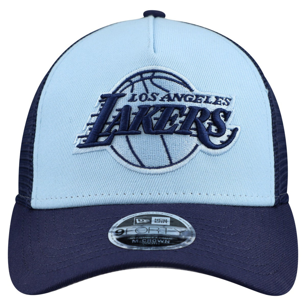 Los Angeles Lakers Youth Colorpack 9FORTY A-Frame Trucker Adjustable Hat - Light Blue | New Era for sale