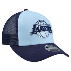 Los Angeles Lakers Youth Colorpack 9FORTY A-Frame Trucker Adjustable Hat - Light Blue | New Era for sale