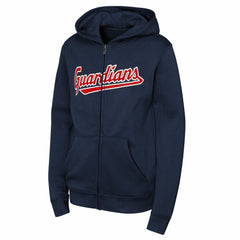 Cleveland Guardians Youth Wordmark Fleece Full-Zip Hoodie - Navy