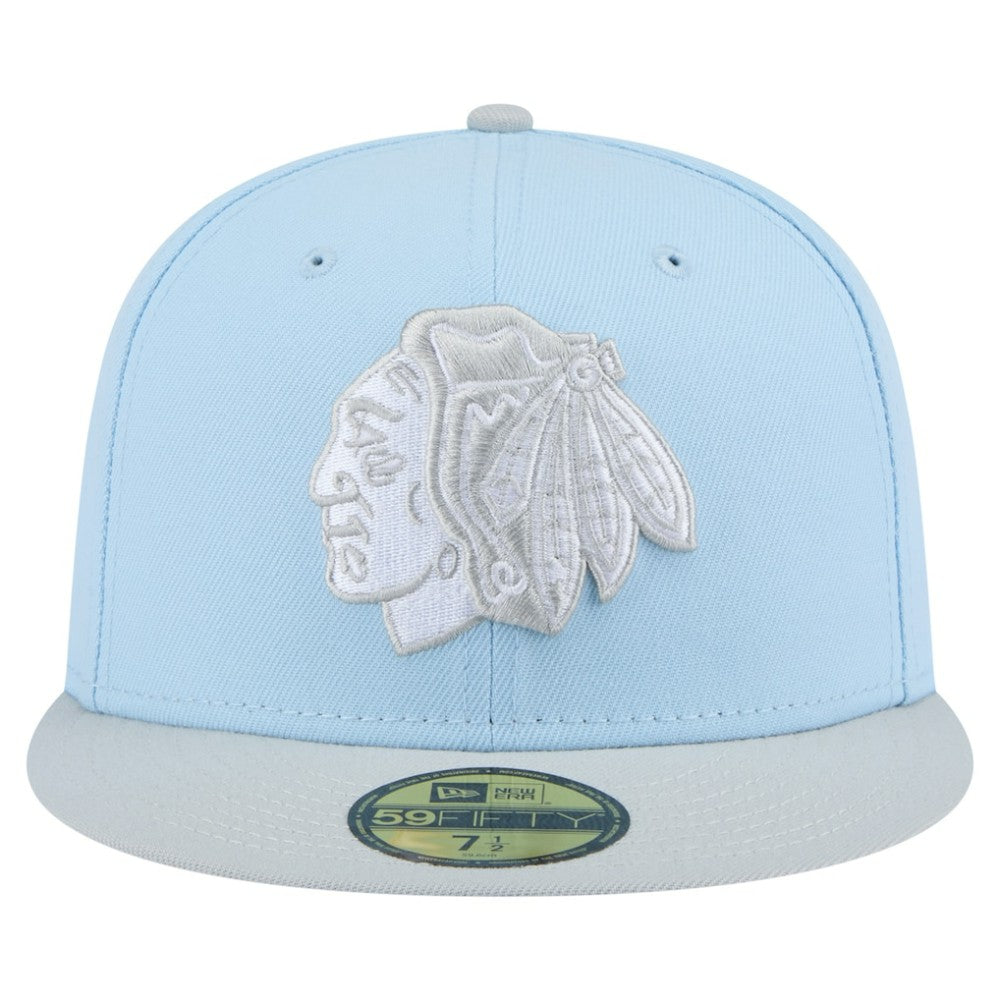 Chicago Blackhawks New Era Color Pack Two-Tone 59FIFTY Fitted Hat Light Blue/Gray