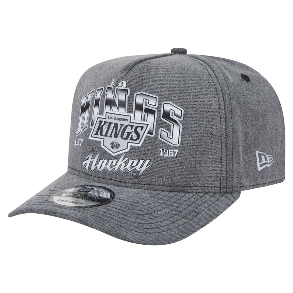 Los Angeles Kings New Era Throwback Washed A-Frame Pre-Curved 9FIFTY Snapback Hat Charcoal