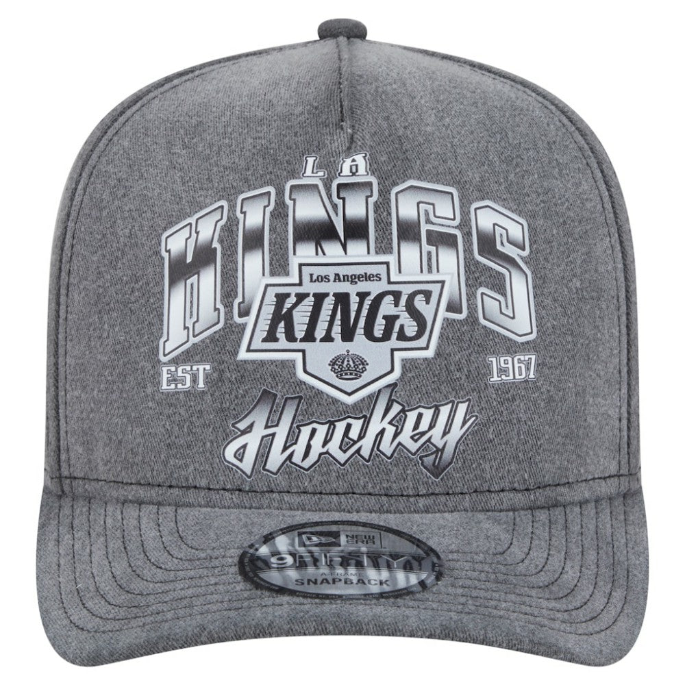 Los Angeles Kings New Era Throwback Washed A-Frame Pre-Curved 9FIFTY Snapback Hat Charcoal