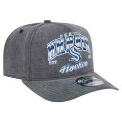 Seattle Kraken New Era Throwback Washed A-Frame Pre-Curved 9FIFTY Snapback Hat Charcoal