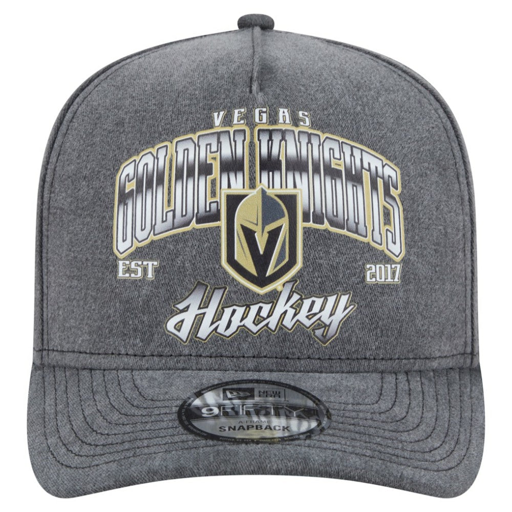 Vegas Golden Knights New Era Throwback Washed A-Frame Pre-Curved 9FIFTY Snapback Hat Charcoal