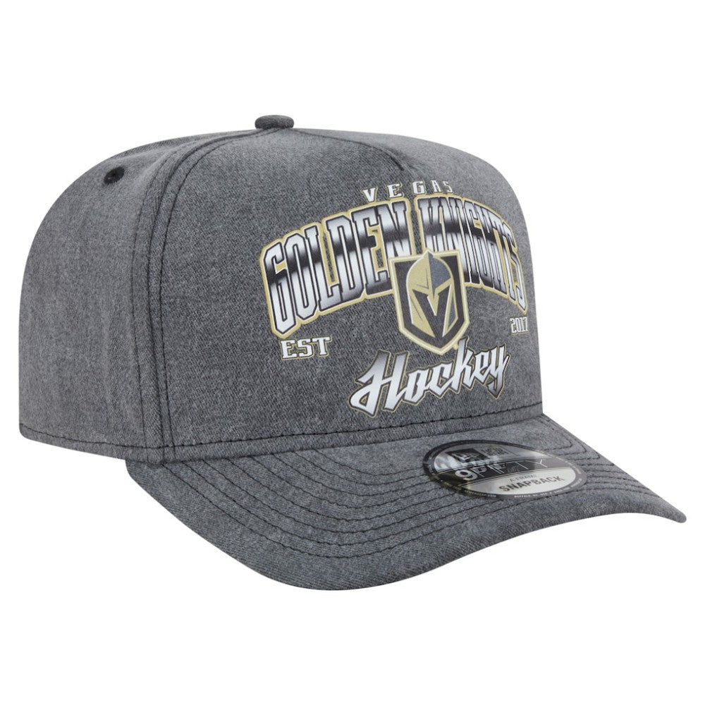 Vegas Golden Knights New Era Throwback Washed A-Frame Pre-Curved 9FIFTY Snapback Hat Charcoal