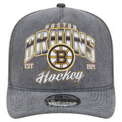Boston Bruins New Era Throwback Washed A-Frame Pre-Curved 9FIFTY Snapback Hat Charcoal