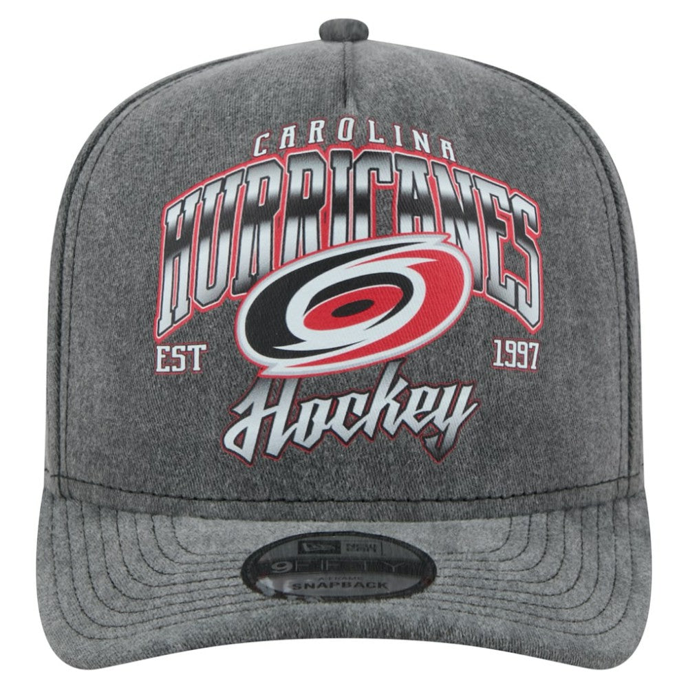 Carolina Hurricanes New Era Throwback Washed A-Frame Pre-Curved 9FIFTY Snapback Hat Charcoal