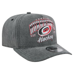 Carolina Hurricanes New Era Throwback Washed A-Frame Pre-Curved 9FIFTY Snapback Hat Charcoal