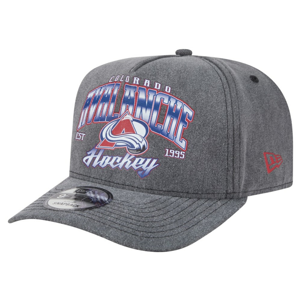 Colorado Avalanche New Era Throwback Washed A-Frame Pre-Curved 9FIFTY Snapback Hat Charcoal