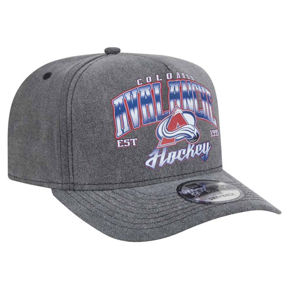 Colorado Avalanche New Era Throwback Washed A-Frame Pre-Curved 9FIFTY Snapback Hat Charcoal