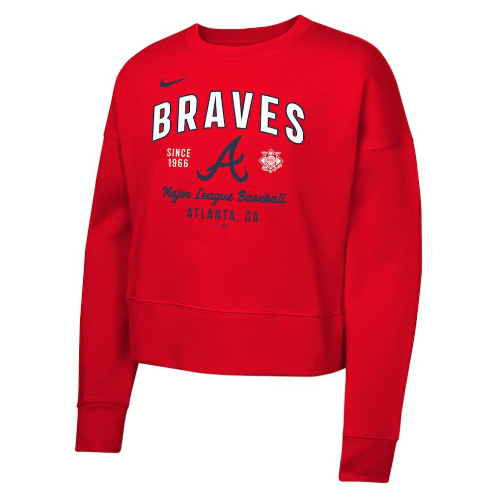 Atlanta Braves Girls Youth Fleece Sweatshirt - Red | Nike