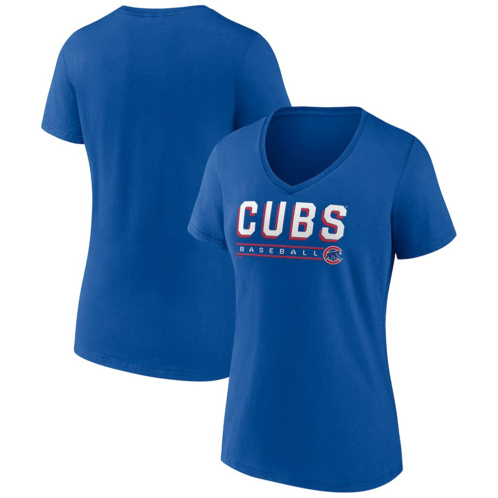 Chicago Cubs Women's Primary Play V-Neck T-Shirt - Royal
