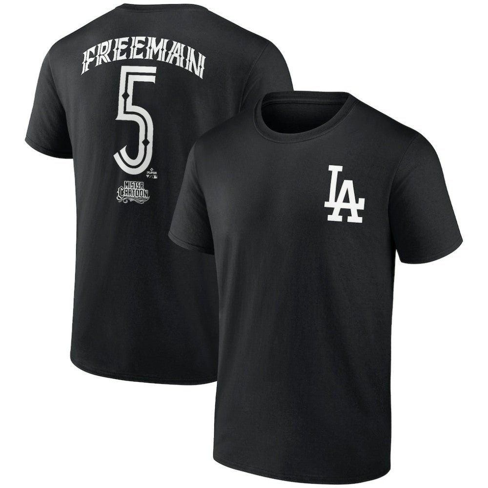 Freddie Freeman Los Angeles Dodgers Mister Cartoon Name & Number T-Shirt - Black