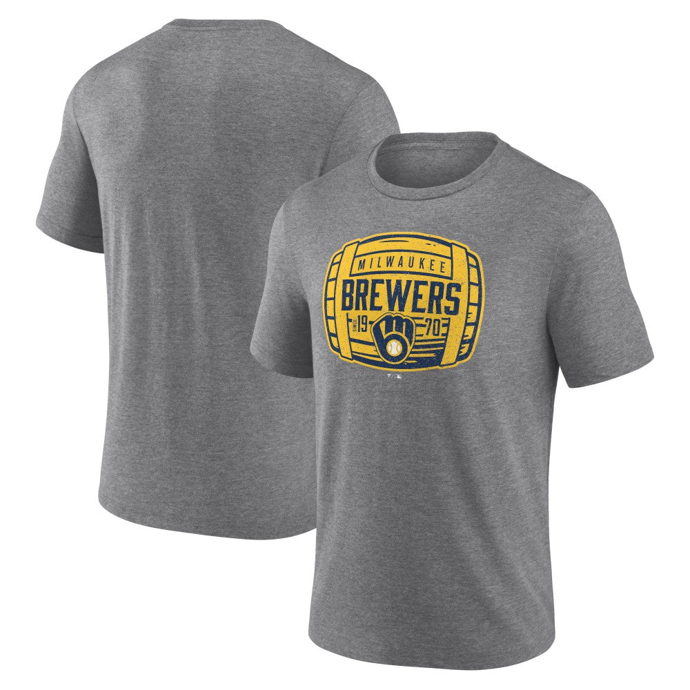 Milwaukee Brewers Barrel Tri-Blend T-Shirt - Heather Gray