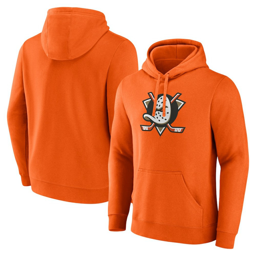 Anaheim Ducks Fanatics Primary Logo Fleece Pullover Hoodie Orange