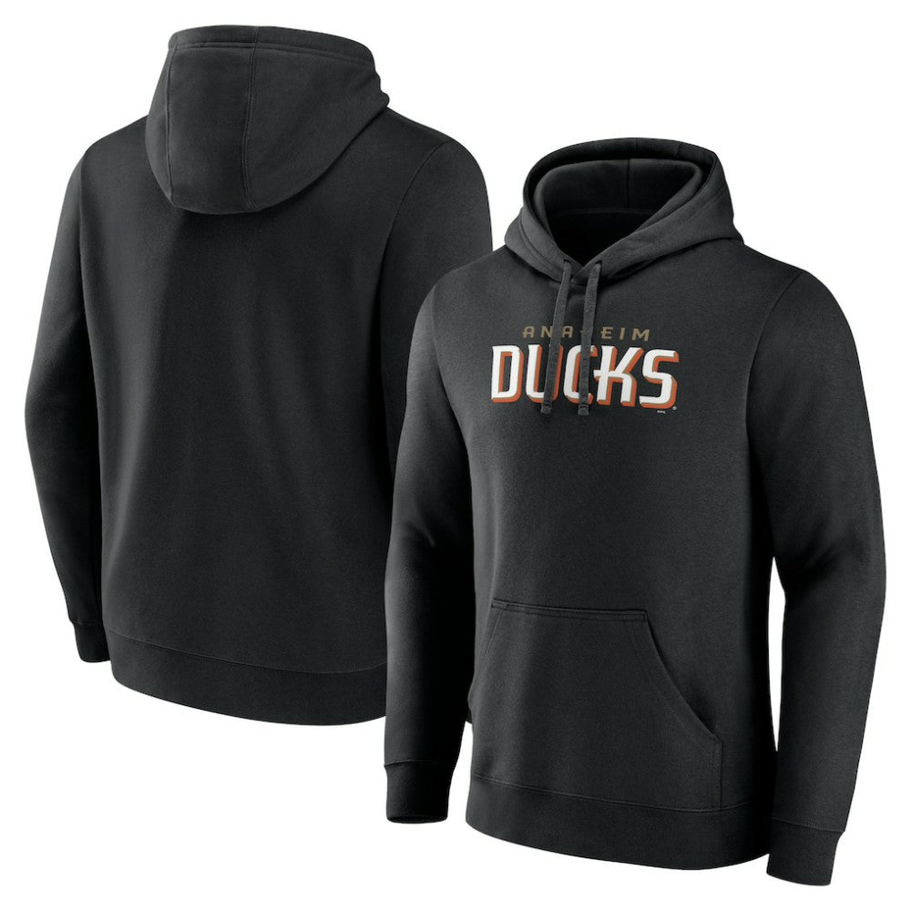 Anaheim Ducks Fanatics Wordmark Logo Fleece Pullover Hoodie Black