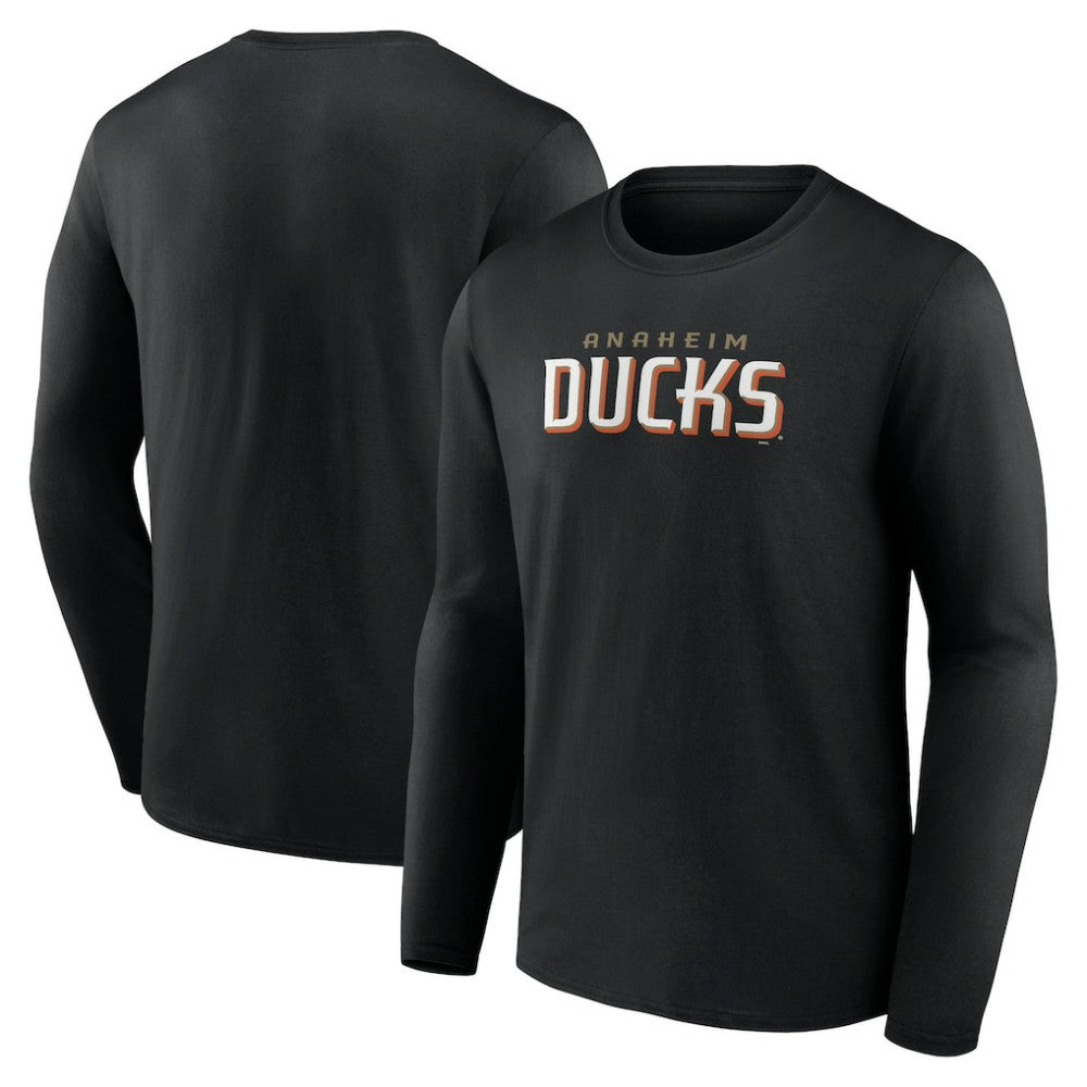Anaheim Ducks Fanatics Wordmark Logo Long Sleeve T-Shirt Black