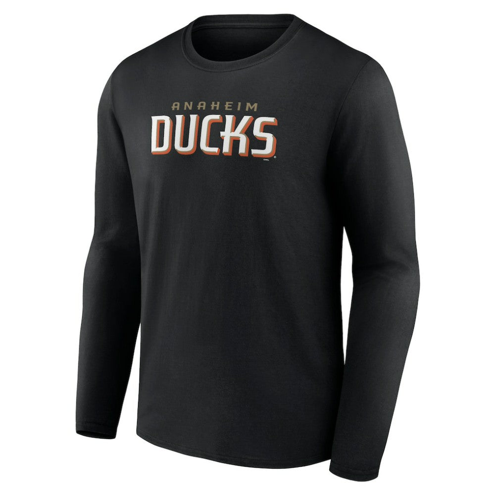 Anaheim Ducks Fanatics Wordmark Logo Long Sleeve T-Shirt Black