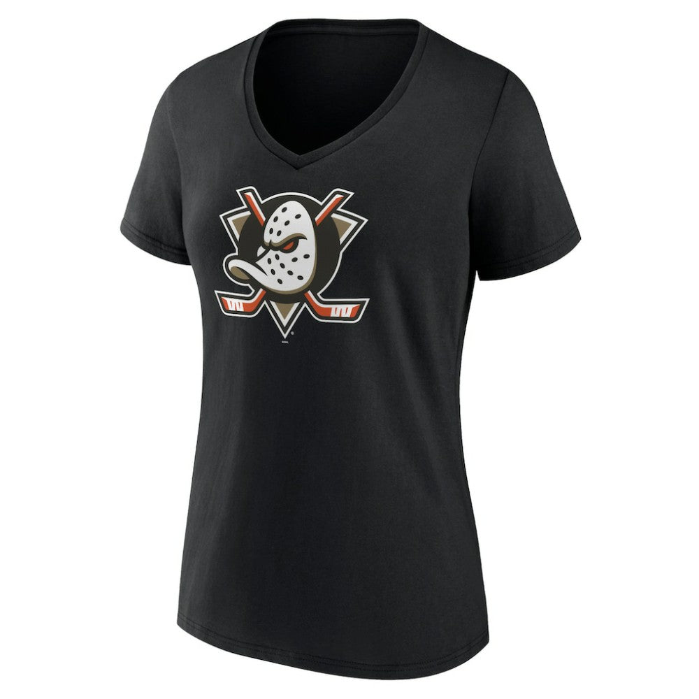 Anaheim Ducks Women's Primary Logo V-Neck T-Shirt – Black
