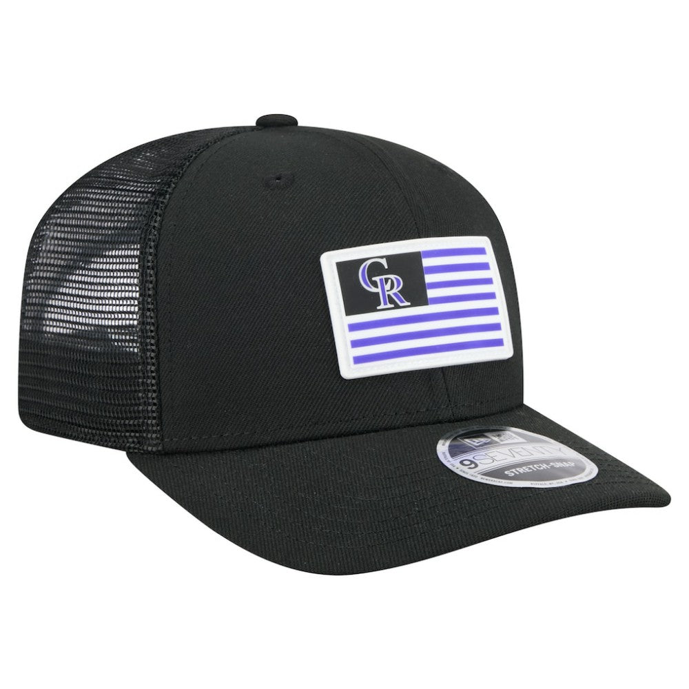 Colorado Rockies Flag 9SEVENTY Stretch-Snap Hat - Black | New Era