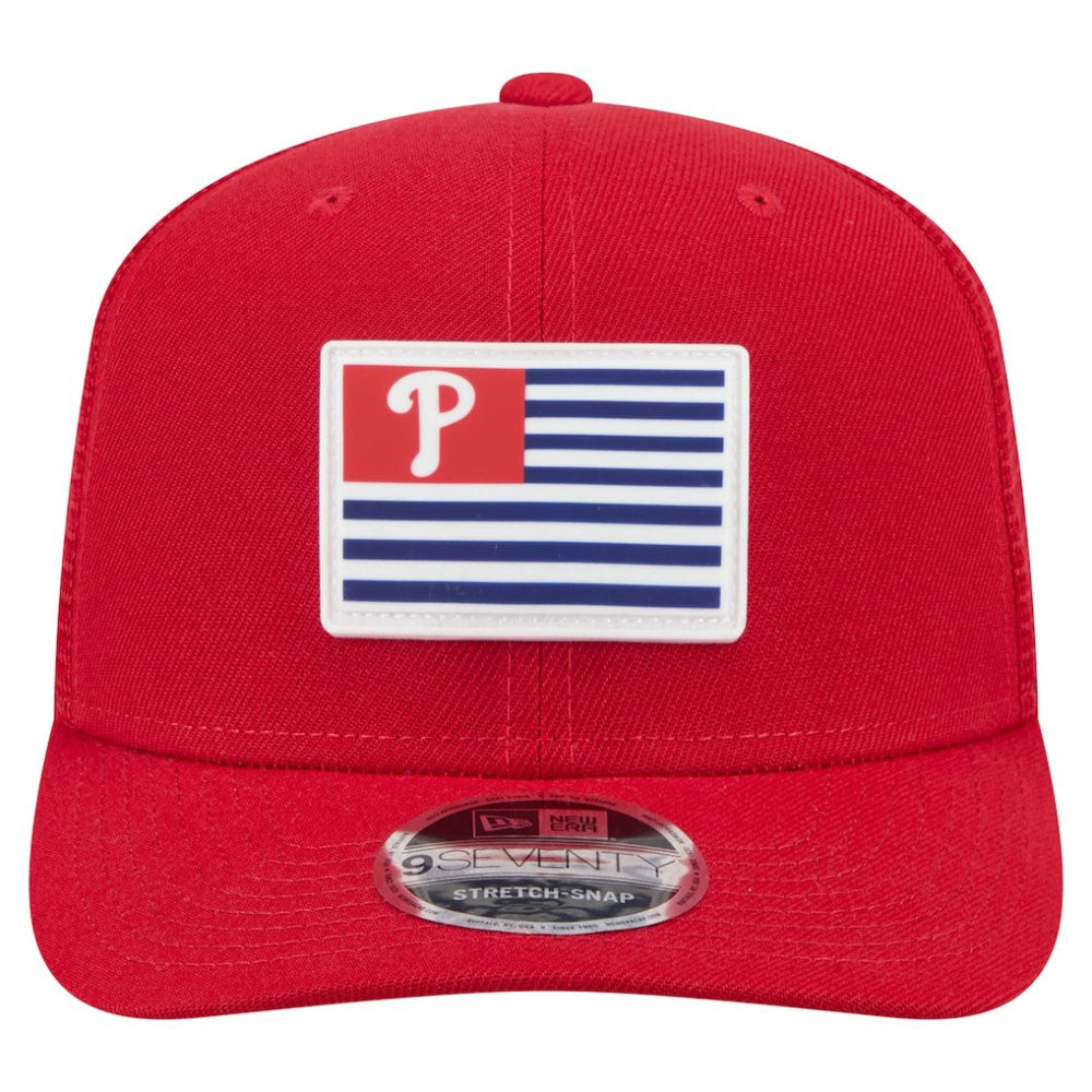 Philadelphia Phillies Flag 9SEVENTY Stretch-Snap Hat - Red | New Era