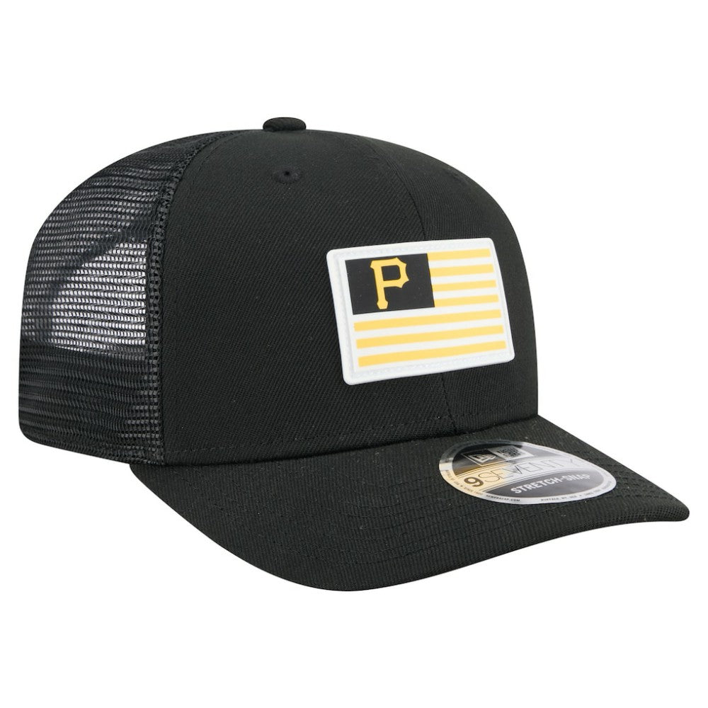 Pittsburgh Pirates Flag 9SEVENTY Stretch-Snap Hat - Black | New Era