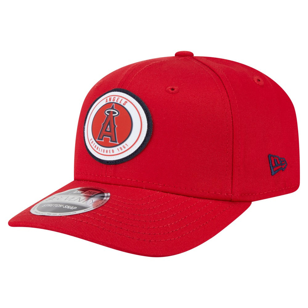 Los Angeles Angels Circle Patch 9SEVENTY Stretch-Snap Hat - Red | New Era