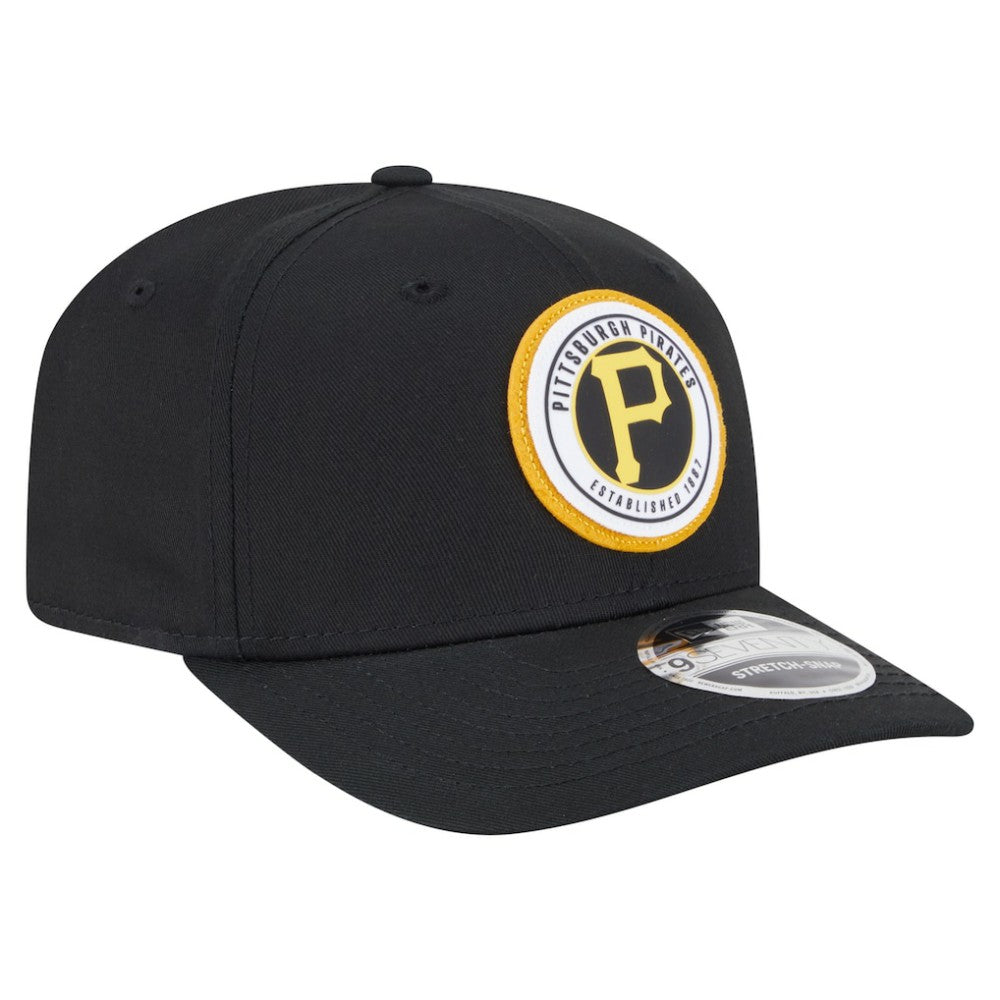 Pittsburgh Pirates Circle Patch 9SEVENTY Stretch-Snap Hat - Black | New Era