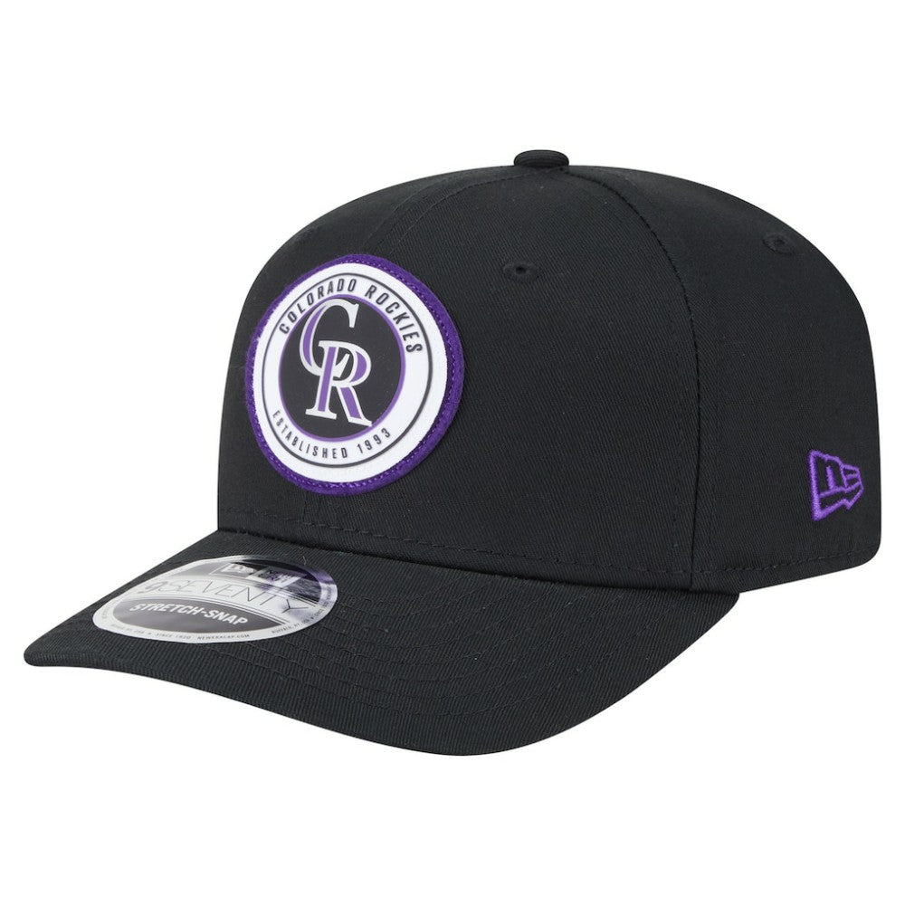 Colorado Rockies Circle Patch 9SEVENTY Stretch-Snap Hat - Black | New Era