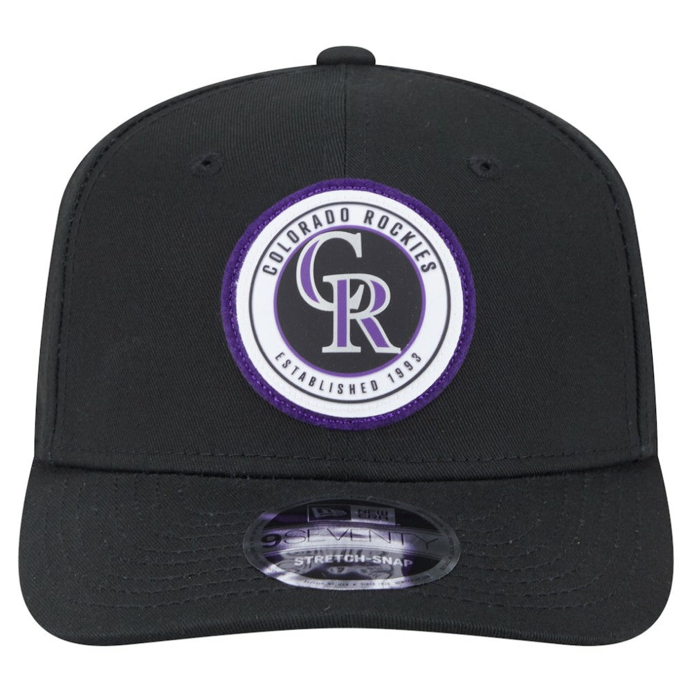 Colorado Rockies Circle Patch 9SEVENTY Stretch-Snap Hat - Black | New Era