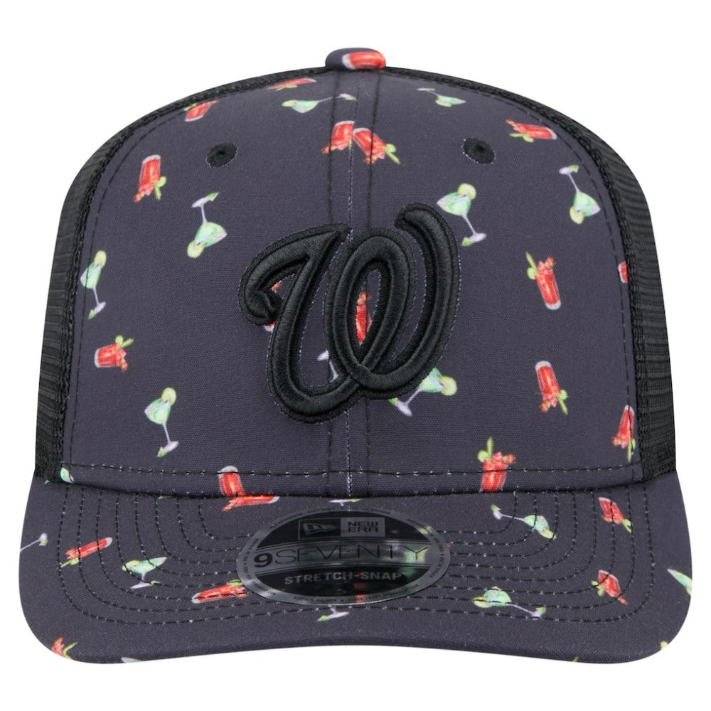 Washington Nationals Adventure Drinks Pattern 9SEVENTY Stretch-Snap Hat - Black | New Era
