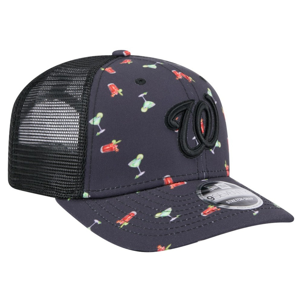 Washington Nationals Adventure Drinks Pattern 9SEVENTY Stretch-Snap Hat - Black | New Era