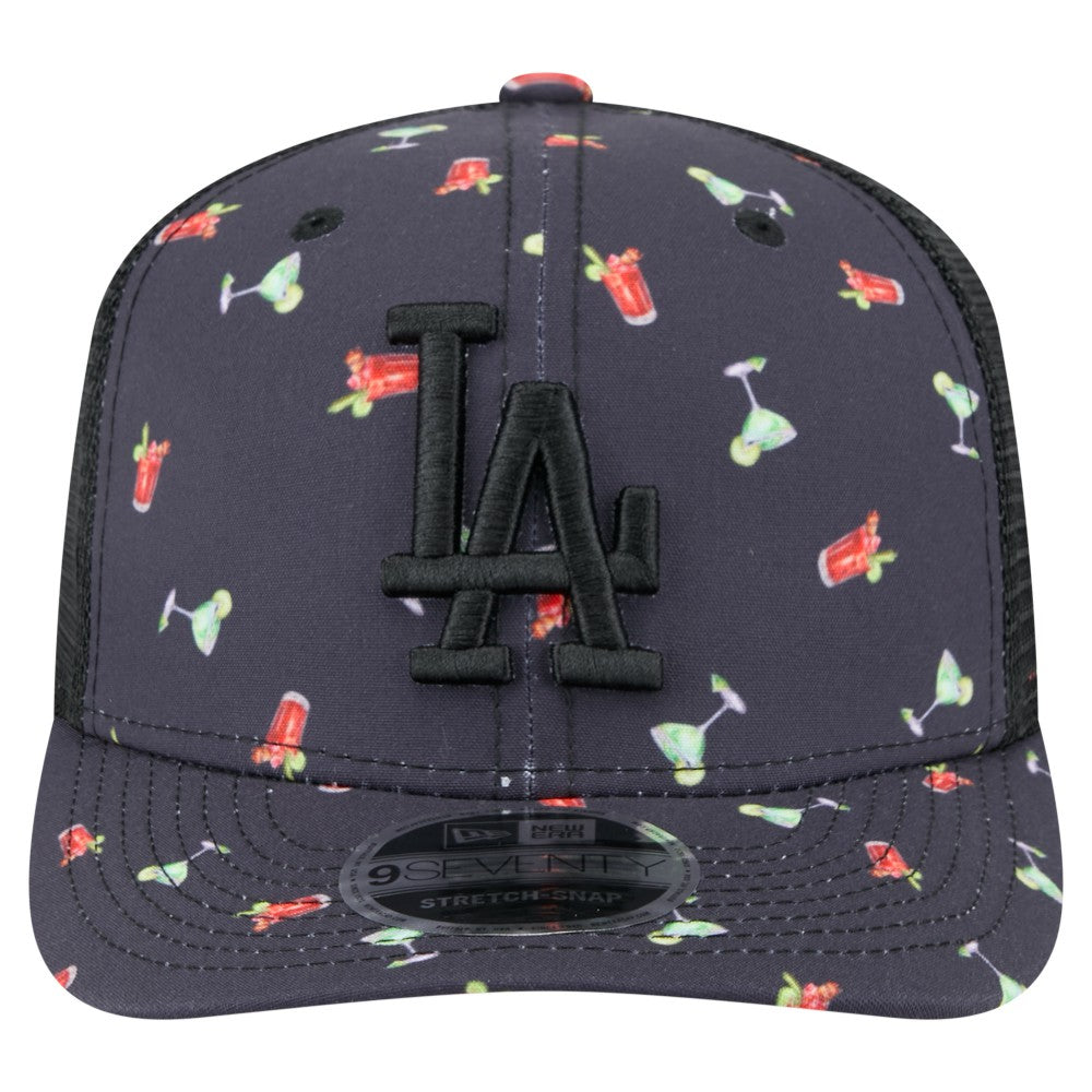 Los Angeles Dodgers Adventure Drinks Pattern 9SEVENTY Stretch-Snap Hat - Black | New Era