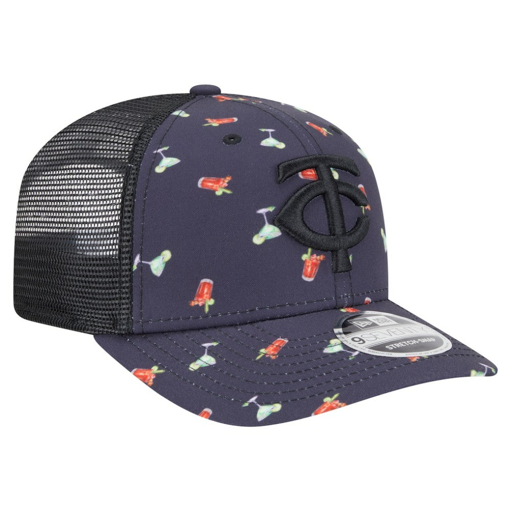 Minnesota Twins Adventure Drinks Pattern 9SEVENTY Stretch-Snap Hat - Black | New Era