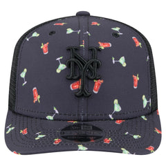 New York Mets Adventure Drinks Pattern 9SEVENTY Stretch-Snap Hat - Black | New Era