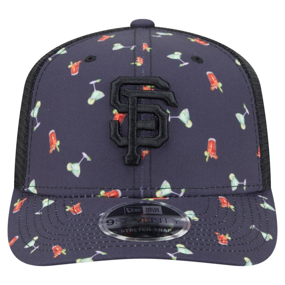 San Francisco Giants Adventure Drinks Pattern 9SEVENTY Stretch-Snap Hat - Black | New Era