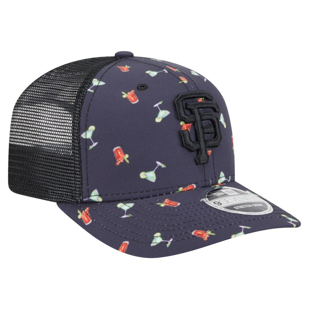 San Francisco Giants Adventure Drinks Pattern 9SEVENTY Stretch-Snap Hat - Black | New Era