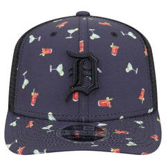Detroit Tigers Adventure Drinks Pattern 9SEVENTY Stretch-Snap Hat - Navy | New Era
