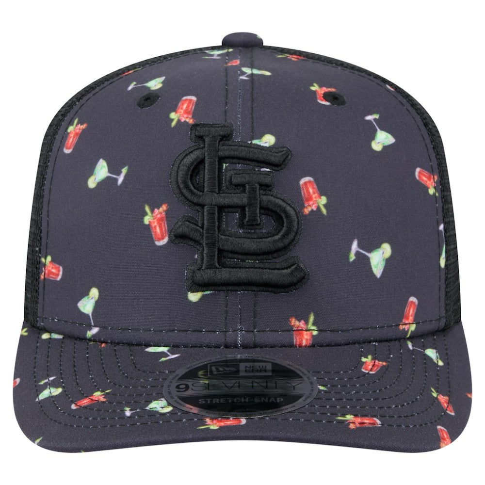 St. Louis Cardinals Adventure Drinks Pattern 9SEVENTY Stretch-Snap Hat - Black | New Era